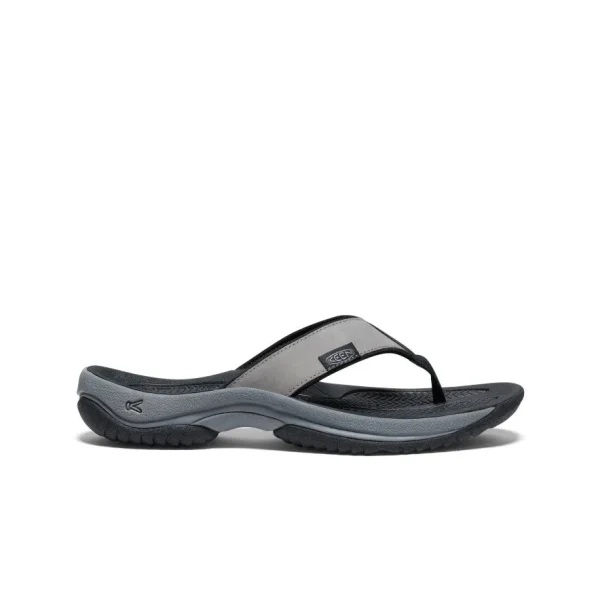 Men’s Kona Leather Flip-Flop  |  Steel Grey/Black